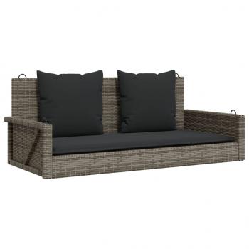 ARDEBO.de - Hängebank mit Kissen Grau 119x56x48 cm Poly Rattan