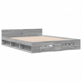 Bettgestell mit Schubladen Grau Sonoma 135x190 cm Holzwerkstoff