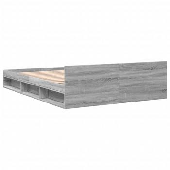 Bettgestell mit Schubladen Grau Sonoma 135x190 cm Holzwerkstoff