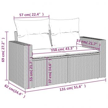 7-tlg. Garten-Sofagarnitur mit Kissen Grau Poly Rattan