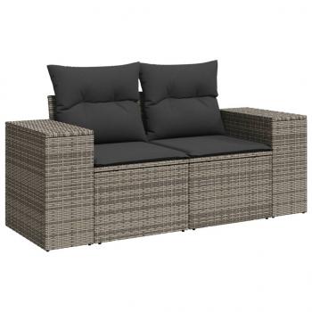 6-tlg. Garten-Sofagarnitur mit Kissen Grau Poly Rattan