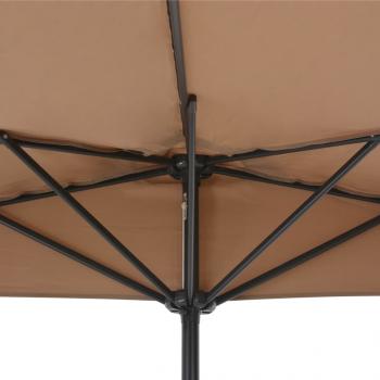 Balkon-Sonnenschirm mit Alu-Mast Taupe 300x155 cm Halbrund