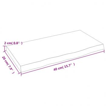 Wandregal 40x20x2 cm Massivholz Eiche Unbehandelt