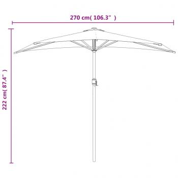 Balkon-Sonnenschirm mit Alu-Mast Grün 270x144 cm Halbrund