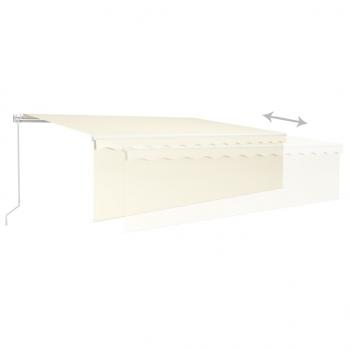 Markise Manuell Einziehbar mit Rollo & LED 5x3 m Creme