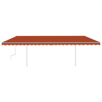 Markise Manuell Einziehbar mit LED 6x3 m Orange und Braun