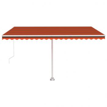 Markise Manuell Einziehbar mit LED 450x350 cm Orange Braun