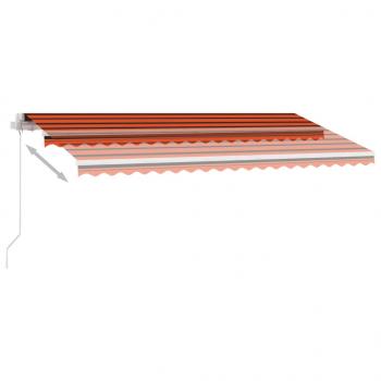 Markise Manuell Einziehbar mit LED 450x350 cm Orange Braun