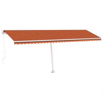 Markise Manuell Einziehbar mit LED 600x300 cm Orange Braun