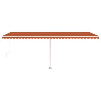 Markise Manuell Einziehbar mit LED 600x300 cm Orange Braun