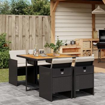 ARDEBO.de - 5-tlg. Garten-Essgruppe mit Kissen Schwarz Poly Rattan