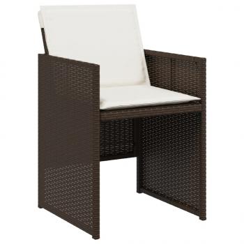 11-tlg. Garten-Essgruppe mit Kissen Braun Poly Rattan