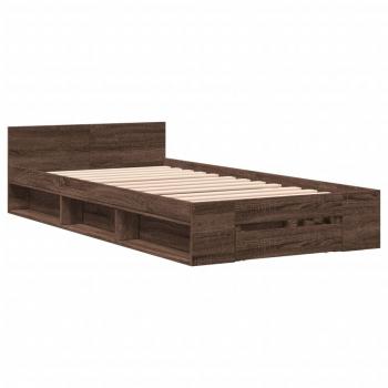 Bettgestell mit Schublade Braun Eiche 90x190 cm Holzwerkstoff