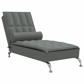 Massage-Chaiselongue mit Nackenrolle Dunkelgrau Stoff