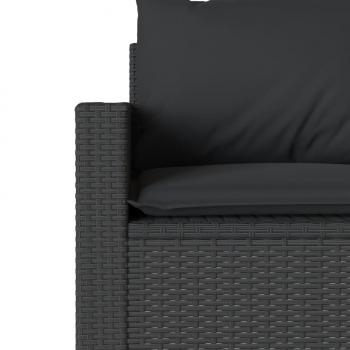 Gartensofa mit Kissen 3-Sitzer Schwarz Poly Rattan