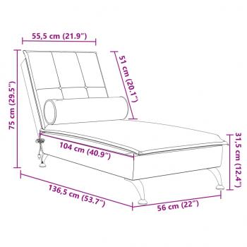 Massage-Chaiselongue mit Nackenrolle Dunkelgrün Samt