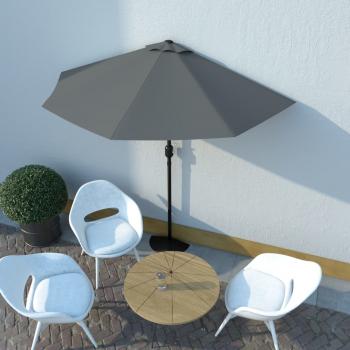 ARDEBO.de - Balkon-Sonnenschirm mit Alu-Mast Anthrazit 270x144 cm Halbrund