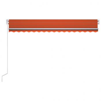 Markise Manuell Einziehbar mit LED 450x350 cm Orange und Braun