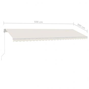 Markise Manuell Einziehbar mit LED 500x300 cm Creme