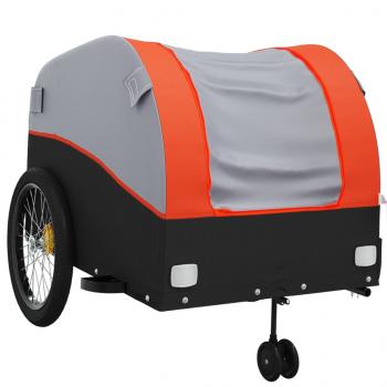 Fahrradanhänger Schwarz und Orange 45 kg Eisen