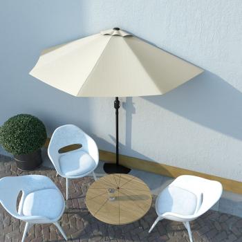 ARDEBO.de - Balkon-Sonnenschirm mit Alu-Mast Sandfarben 270x144 cm Halbrund