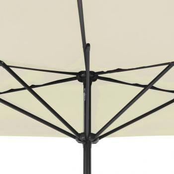 Balkon-Sonnenschirm mit Alu-Mast Sandfarben 300x155 cm Halbrund