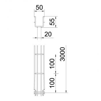 OBO Bettermann GRM 55/50 Gitterrinne, 55x50x3000mm, U-Form, Stahl, tauchfeuerverzinkt (6001415)