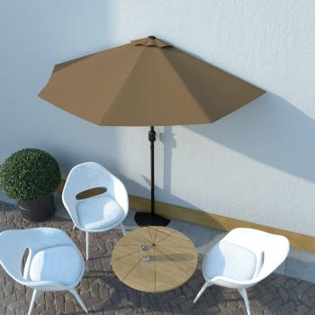 ARDEBO.de - Balkon-Sonnenschirm mit Alu-Mast Taupe 270x144 cm Halbrund