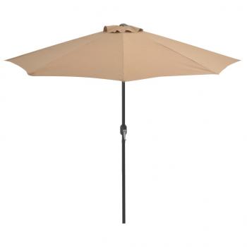 Balkon-Sonnenschirm mit Alu-Mast Taupe 270x144 cm Halbrund