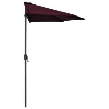 Balkon-Sonnenschirm Alu-Mast Bordeauxrot 270x144x222cm Halbrund