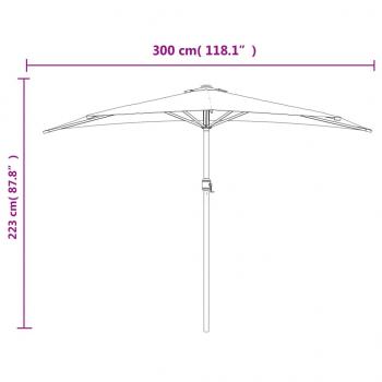 Balkon-Sonnenschirm Alu-Mast Bordeauxrot 300x155x223cm Halbrund