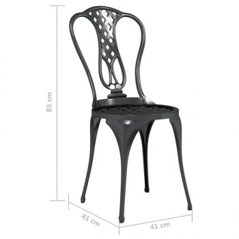 3-tlg. Bistro-Set Aluminiumguss Schwarz