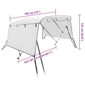 3-Bow Bimini-Top mit Seitenteilen 183x(154-167)x137 cm