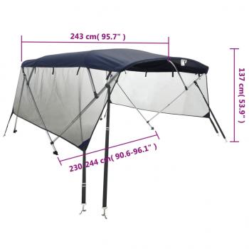 4-Bow Bimini-Top mit Mesh-Seitenteilen 243x(230-244)x137 cm