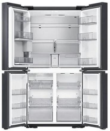 Samsung RF65DG960EB1EF Stand Side-by-Side Kombination 4-Türen French Door, 91,2 cm breit, 636 L, NoFrost+, WiFi, Beverage Center mit Dual Water Dispenser, Dual Ice Maker, Festwasseranschluss, Premium Black Steel