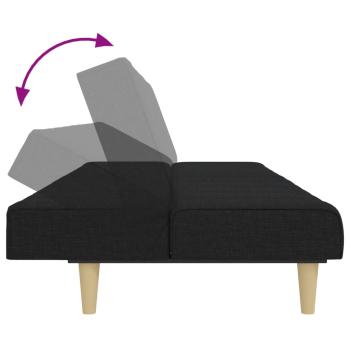 Schlafsofa 2-Sitzer mit Fußhocker Schwarz Stoff