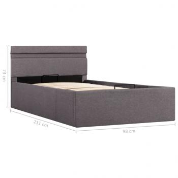 Bett mit Bettkasten Hydraulisch mit LED Taupe Stoff 90x200 cm 