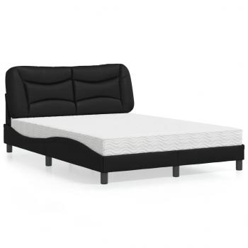 ARDEBO.de - Bett mit Matratze Schwarz 140x190 cm Kunstleder