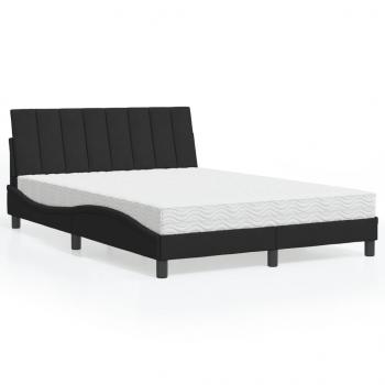 ARDEBO.de - Bett mit Matratze Schwarz 140x190 cm Samt