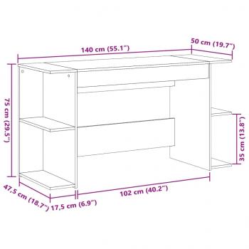 Schreibtisch Grau Sonoma 140x50x75 cm Holzwerkstoff