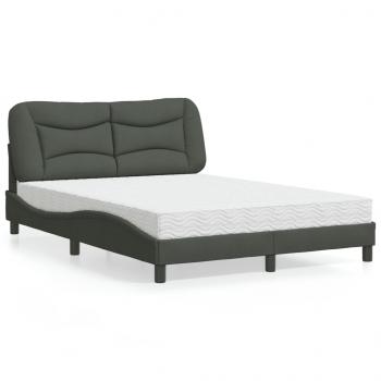 ARDEBO.de - Bett mit Matratze Dunkelgrau 120x200 cm Stoff