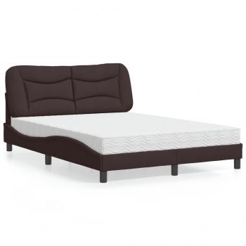 ARDEBO.de - Bett mit Matratze Dunkelbraun 120x200 cm Stoff