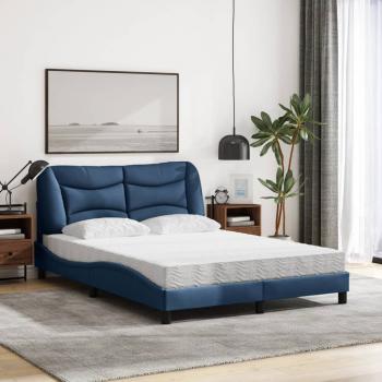 Bett mit Matratze Blau 140x200 cm Stoff