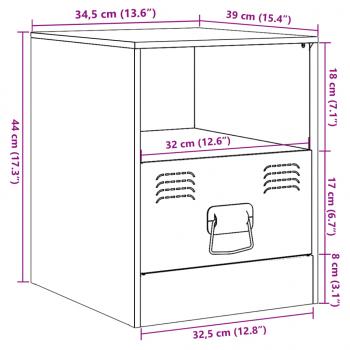 Nachttische 2 Stk. Anthrazit 34,5x39x44 cm Stahl