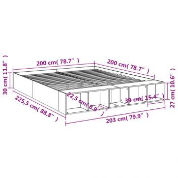 Bettgestell Betongrau 200x200 cm Holzwerkstoff