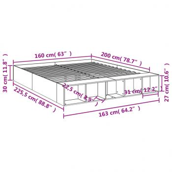 Bettgestell Grau Sonoma 160x200 cm Holzwerkstoff