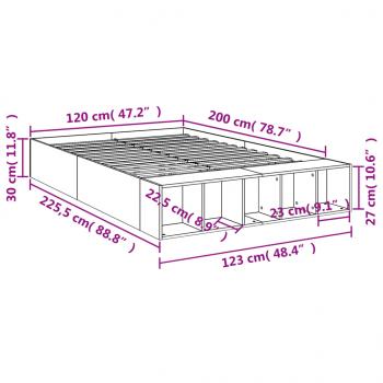 Bettgestell Betongrau 120x200 cm Holzwerkstoff