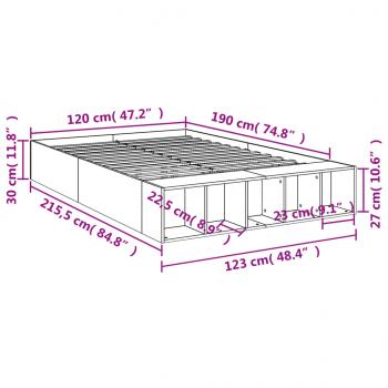 Bettgestell Schwarz 120x190 cm Holzwerkstoff