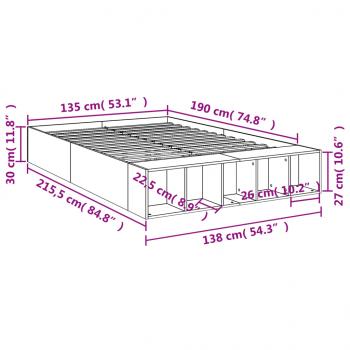 Bettgestell Schwarz 135x190 cm Holzwerkstoff