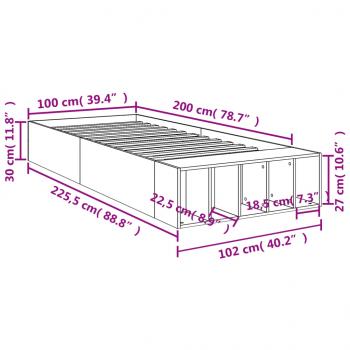 Bettgestell Braun Eichen-Optik 100x200 cm Holzwerkstoff